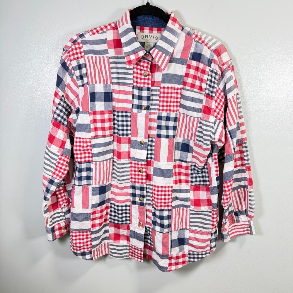 Orvis Women's Patchwork Plaid Button-Down Shirt -… - image 1